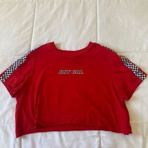 red t-shirt crop top